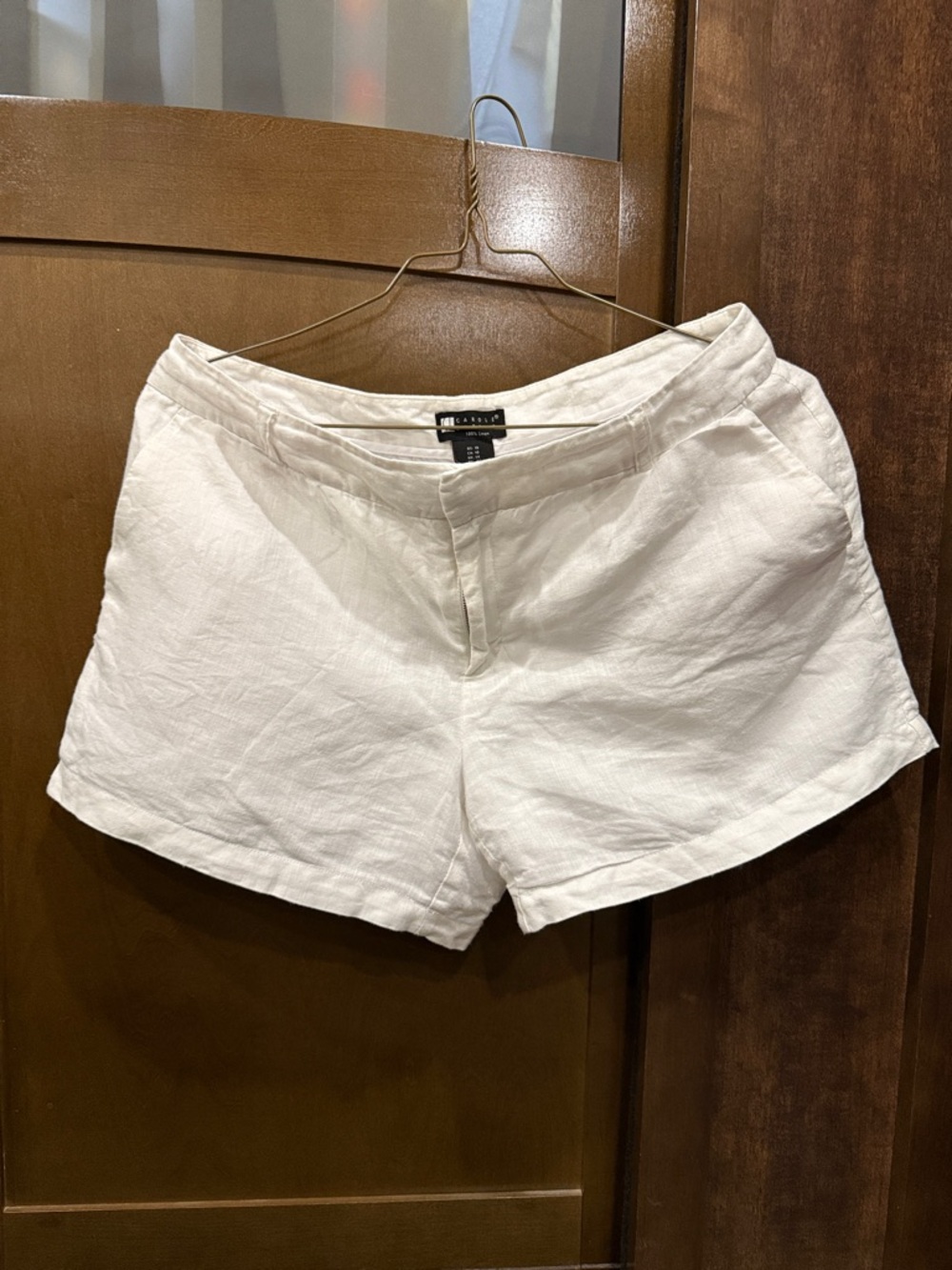 Carole Little 100% Linen White Shorts Size 10 Summer Coastal Minimalist